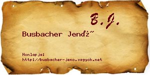 Busbacher Jenő névjegykártya